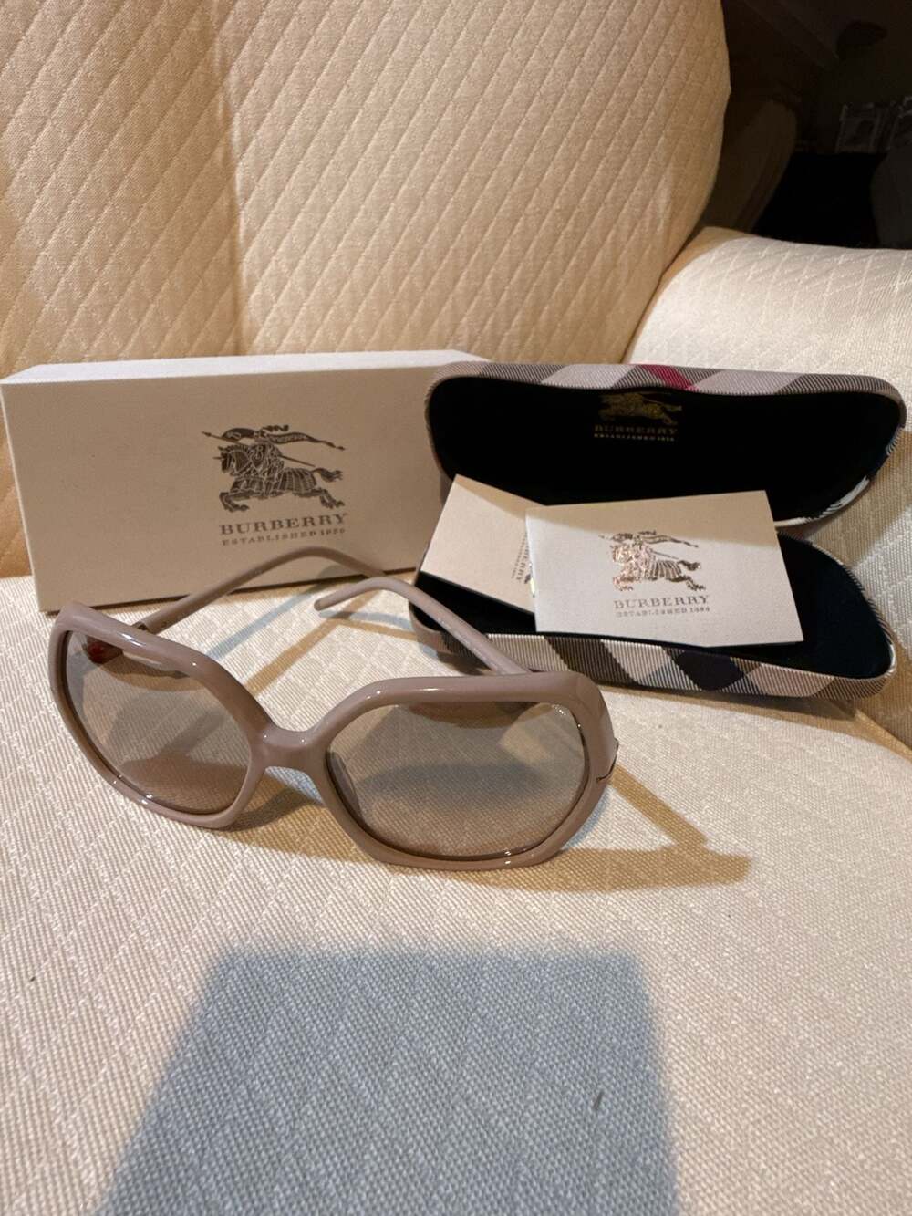 Burberry Oversized Beige Sunglasses with Case and Box